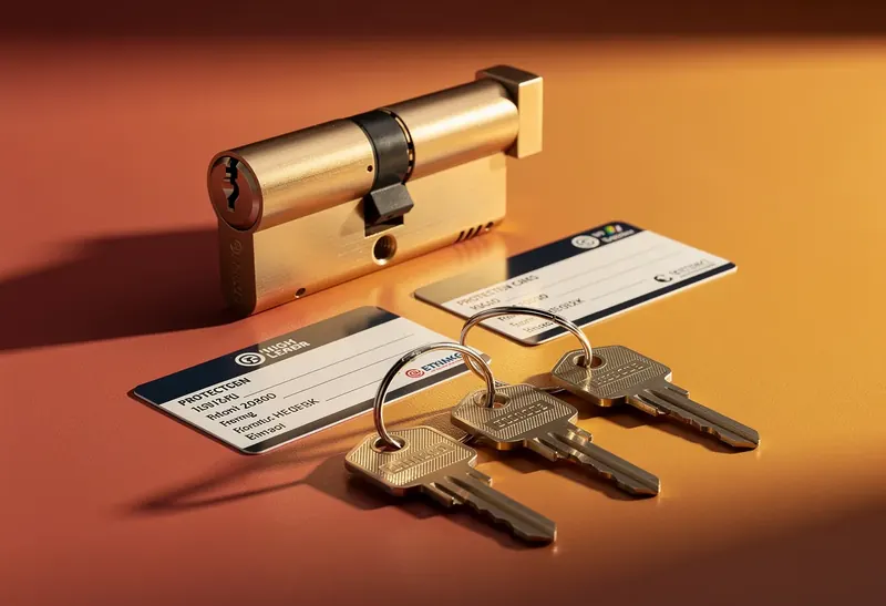 Gros plan d'un barillet de porte en cours de remplacement