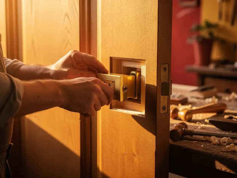 Serrure multipoints posée sur le chant de la porte